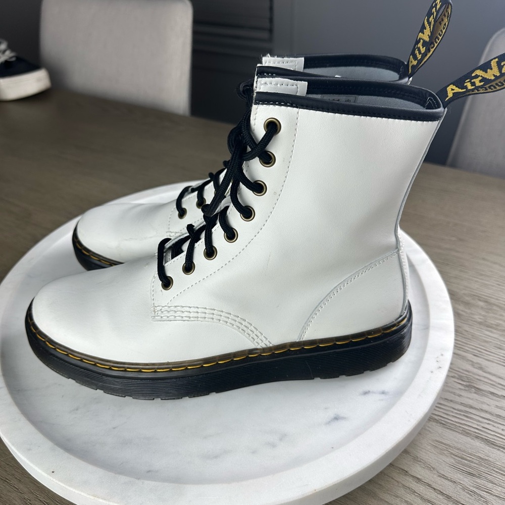 Dr. Martens Zavala White Leather Boots